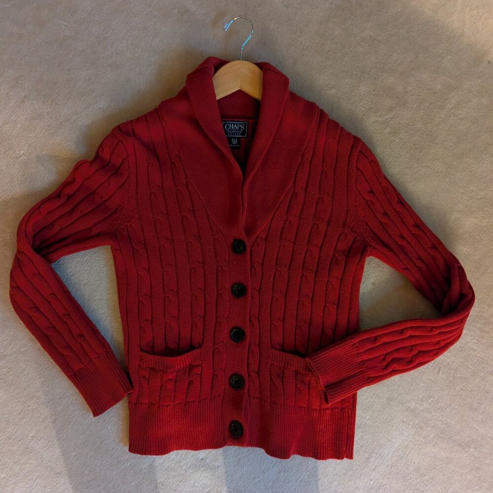 Chaps Red Cable Cardigan